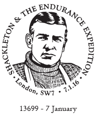 Portrait of Ernest Shackleton on postmark.