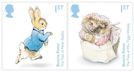 Pair fo 1st class Beatrix Potter stamps.
