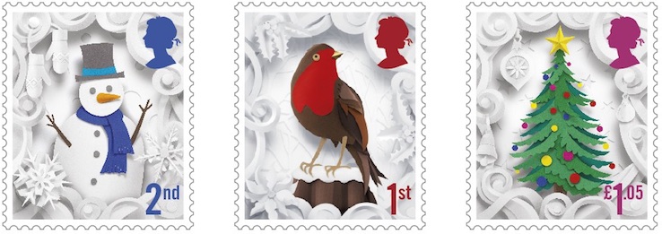 Low value 2016 Christmas stamps.