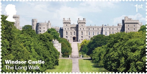 Stamp showing The Long Walk, WIndsor Castle.