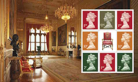 Machin definitive pane from Windsor Castle prestige stamp book.