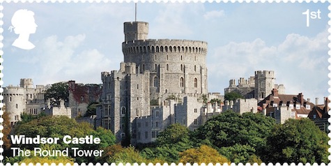 Stamp showing The ROund Tower, Windsor Castle. 1862.