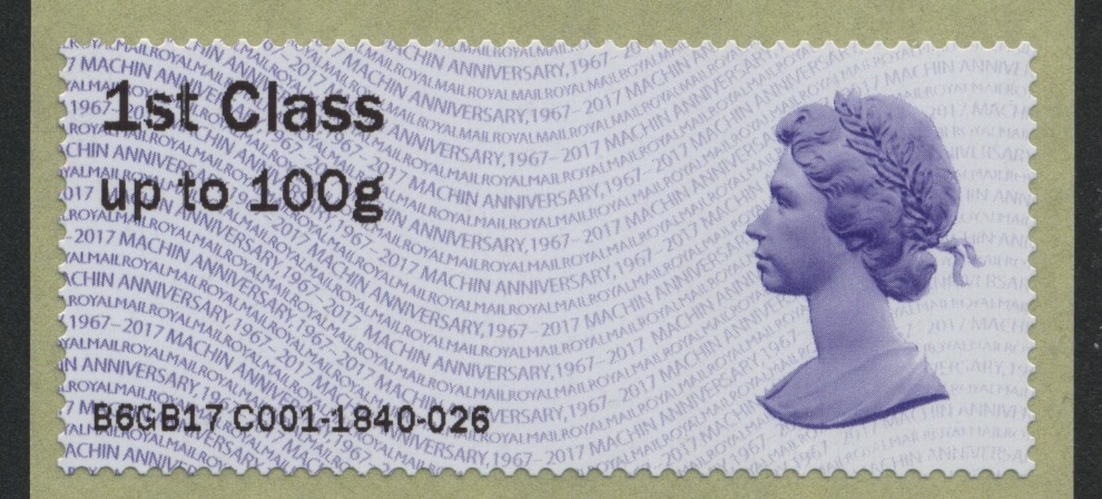 50th Anniversary Machin Post and Go stamp.