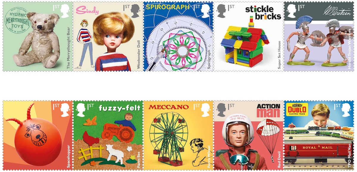 Set of 10 Classic Toys stamps.