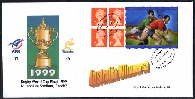 1999 Souvenir cover commemorating the Australian World Cup win, with 6 November Cardiff postmark