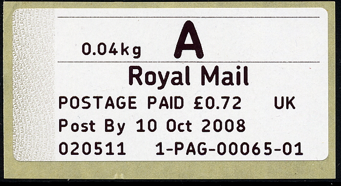 Airmail letter Post and Go label, Bristol issue.