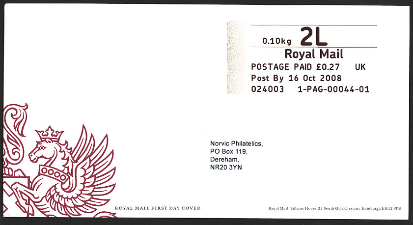 2nd class Letter Post and Go label from Ludgate Circus on day of issue.