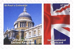 UniversalMail UK Postcard stamp Oct 2008: St Paul's Cathedral (day).