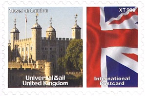 UniversalMail UK Postcard stamp Oct 2008: The Tower of London.