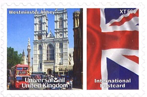 UniversalMail UK Postcard stamp Oct 2008: Westminster Cathedral (day).
