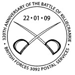 Postmark showing crossed swords.